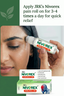  JRK's Nivorex pain roll on with a woman applying it to her face.
