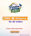 Promotional banner for Cardura's Freedom Month Deals, featuring a colorful brand logo on the left and a large orange banner on the right that reads 'FREE Shipping for all orders' with a small truck icon and '(*Only online payments)'. A 'SHOP NOW' button is shown at the bottom on a light cream background.